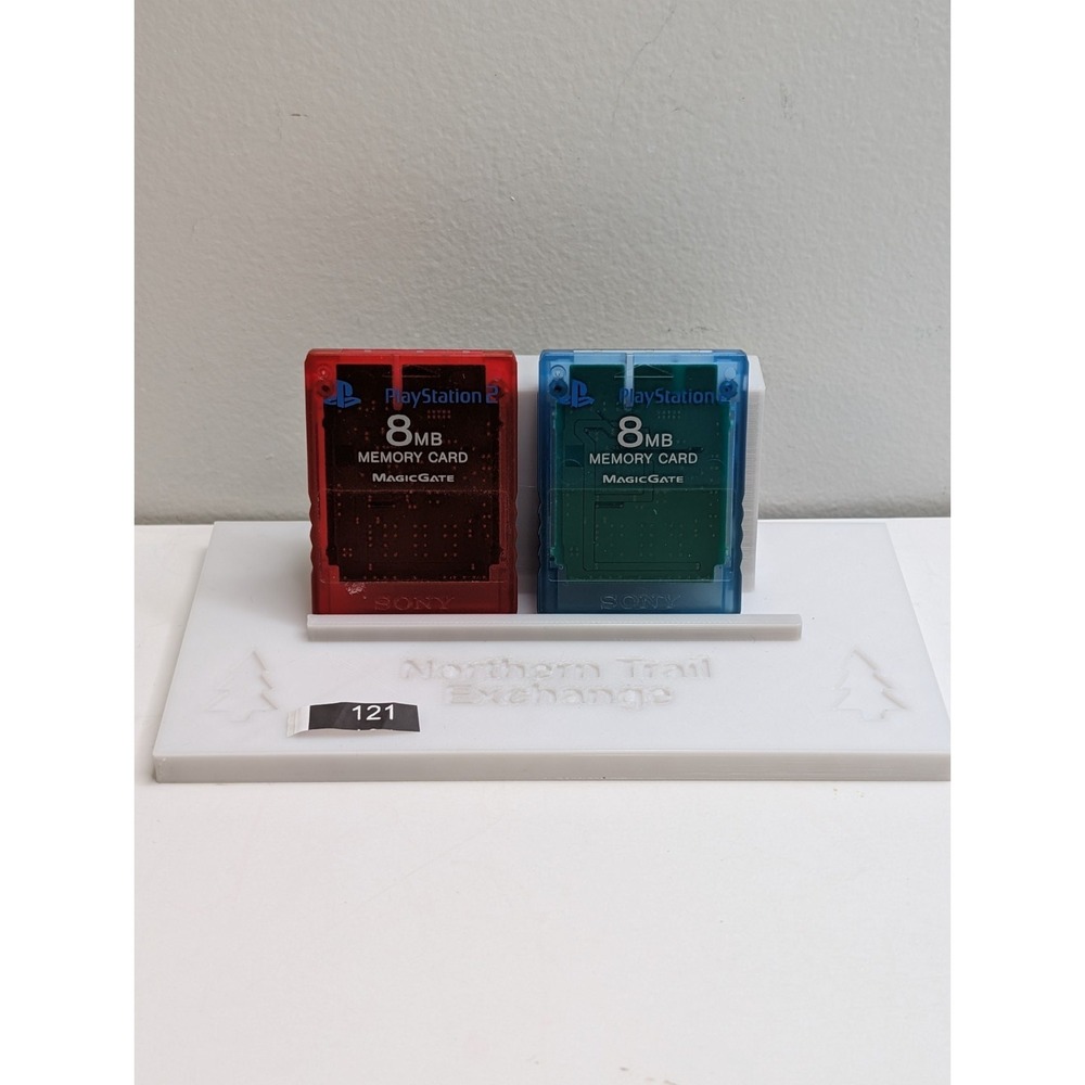 2 x Sony Playstation 2 PS2 8gb Memory Card Blue And Red